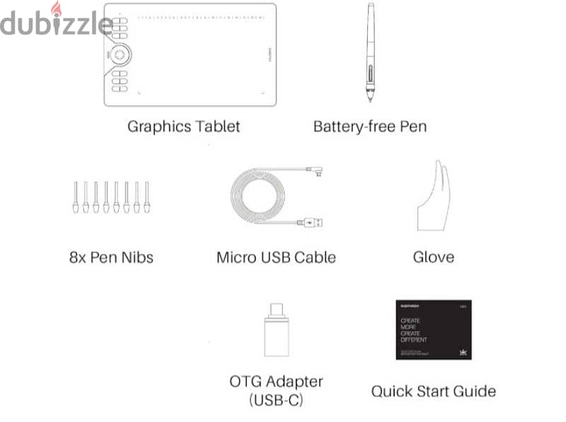 HUION Graphics Drawing Tablet with Battery-free Stylus (HS610) 5