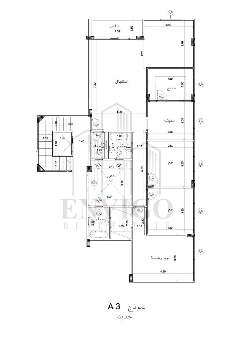 Apartment for sale, 198 sqm, semi-finished, in Beit Al Watan, minutes from the northern 90th 2