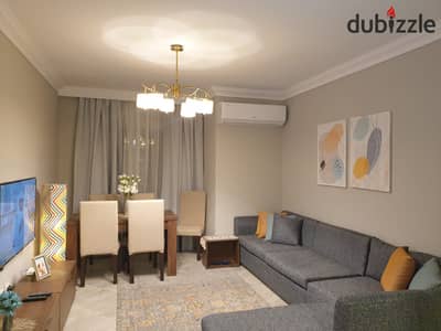 Furnished apartment for rent in Dar Misr Al-Qronfol, ultra super luxury finishing, fully air-conditioned - Fifth Settlement