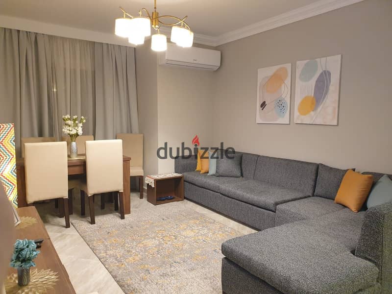 Furnished apartment for rent in Dar Misr Al-Qronfol, ultra super luxury finishing, fully air-conditioned - Fifth Settlement 19