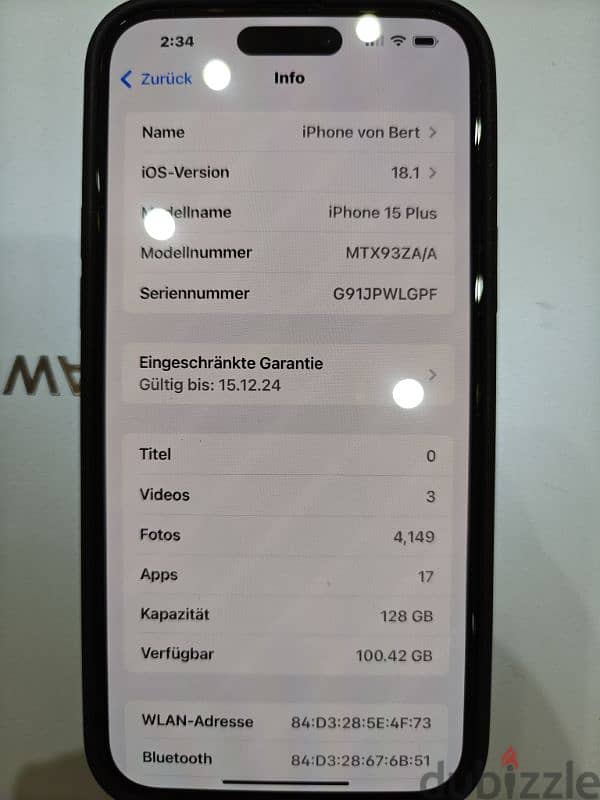 I phone 15 plus 128 GB Dual SIM ZA black 3