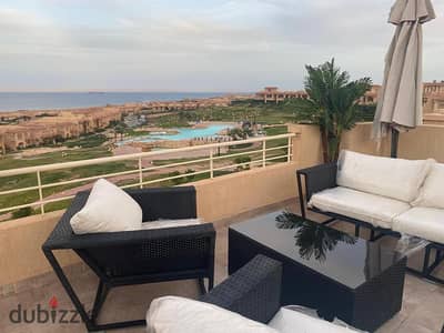 fully finished chalet 130m sea view and lagoon view directly in Telal El Sokhna with installments