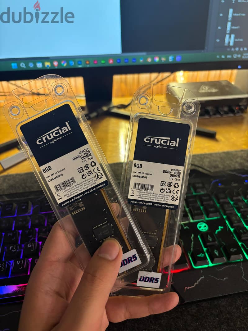 Crucial DDR5 8 جيجا استخدام اقل من سنه 1