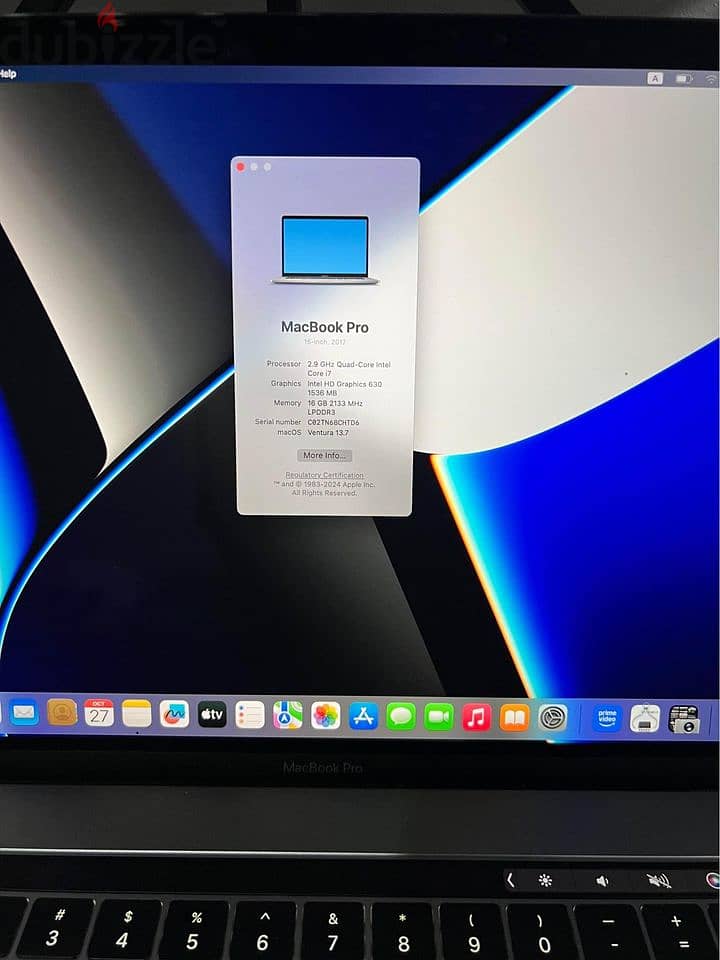 macbook pro 15.4 , 2.9 GHz i7 , 2017 5