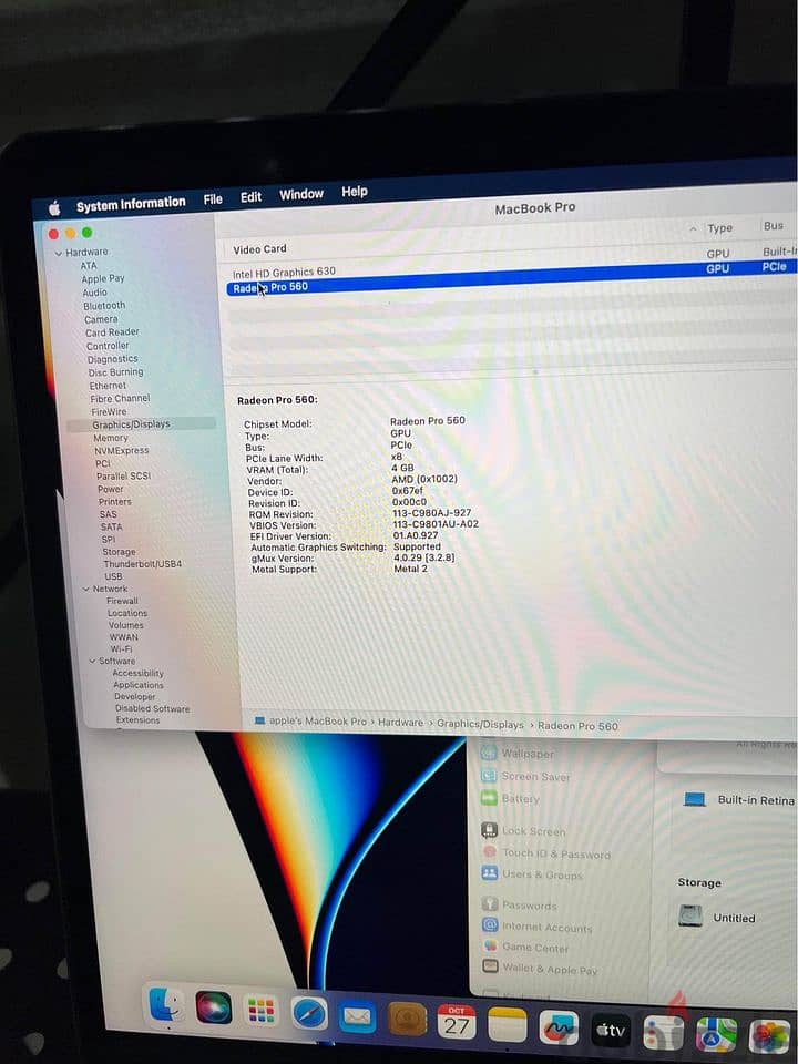 macbook pro 15.4 , 2.9 GHz i7 , 2017 6