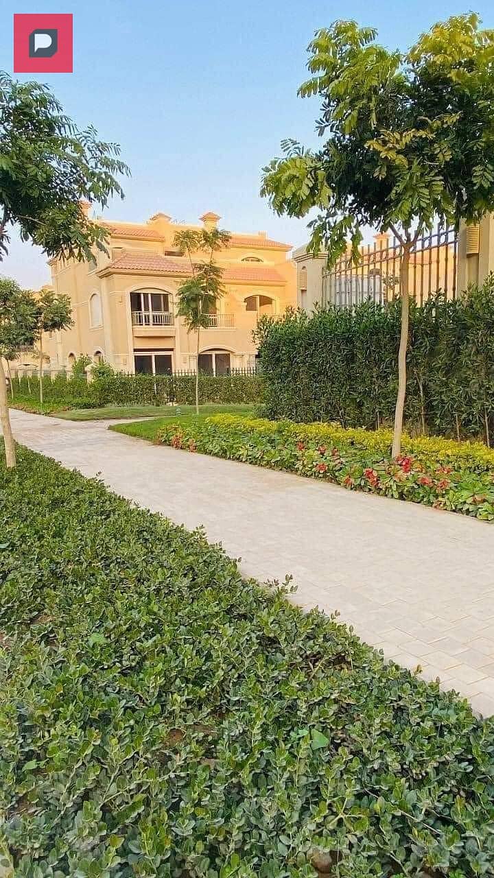 Townhouse villa for sale in New Cairo in Telal East Compound next to Palm Hills and Mountain View, villa phase only, view open to the landscape, 10