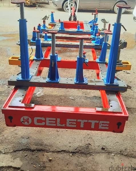 Celette frame machine with pulling arm crossbeams 3