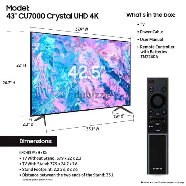 شاشة اندرويد  55 بوصة 4K  رسيفر داخلىCU7000 للبيع 2