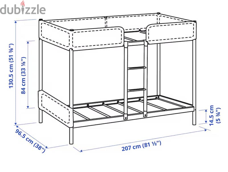 سرير ايكيا هيكل معدني دورين بحالة ممتازة Ikea Metal Bed two levels 2