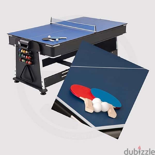 3-in-1 Game Table, Billiards, Air Hockey, Table Tennis, 7” Black Table 3