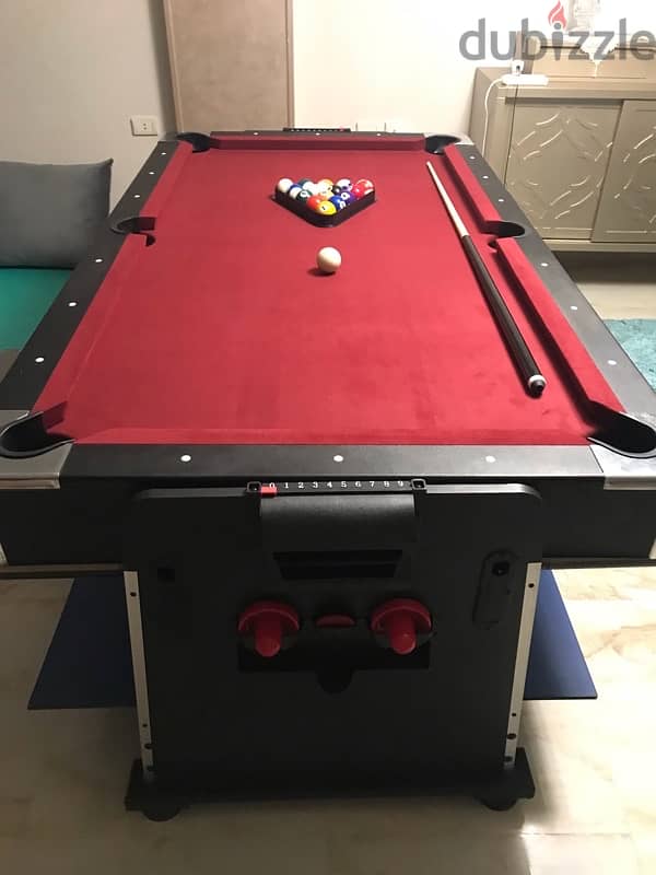 3-in-1 Game Table, Billiards, Air Hockey, Table Tennis, 7” Black Table 7