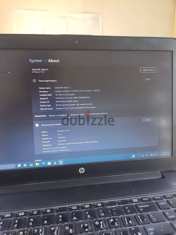 لاب hp zbook g3  بكارت خارجى 2 جيجا وهارد 512 sd m2 من اسرع الهاردات 0