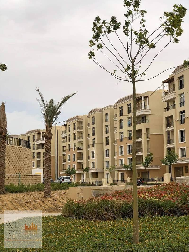 Invest in Sarai Compound with the lowest down payment and book a 50m studio with a 32m garden at the lowest price in New Cairo next to Madinaty 10