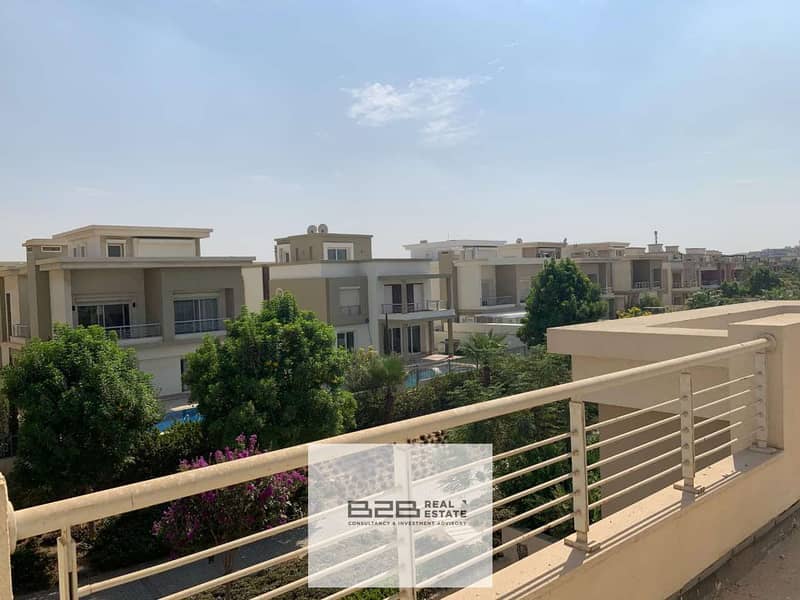 Twin apartment for sale compound cairo festival city  in a prime location on the landscape, building area 308 m  land 350 m 3