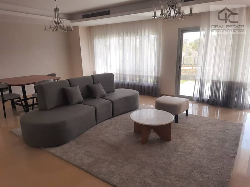 Ground floor apartment with garden furnished for rent in Cairo Festival City in a prime location 0