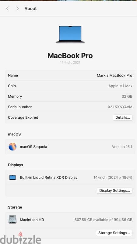 MacBook Pro M1 Max 14 inch 1 TB 5