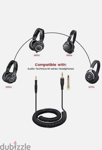 Audio Technica aux cable M40x, M70x  كابل صوت سماعه اوديو تيكنيكا