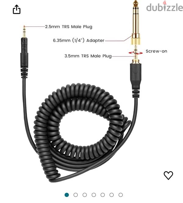 Audio Technica aux cable M40x, M70x  كابل صوت سماعه اوديو تيكنيكا 2