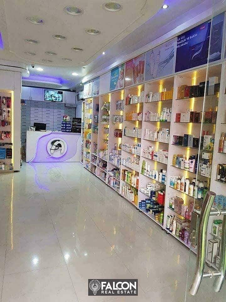 For sale, a pharmacy directly on the facade on El-Nozha Street, immediate delivery in Nasr City, next to City Stars Mall 2