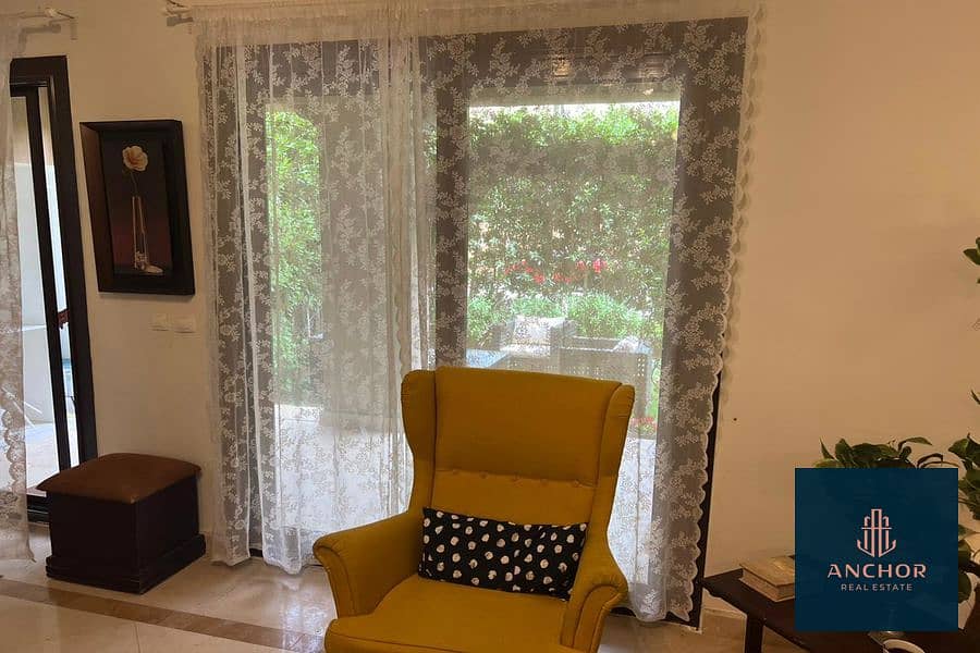 Reasonable Price Fully Furnished Apartment With Garden For Rent In The Most Upscale Compound In Fifth Settlement Near to AUC 7