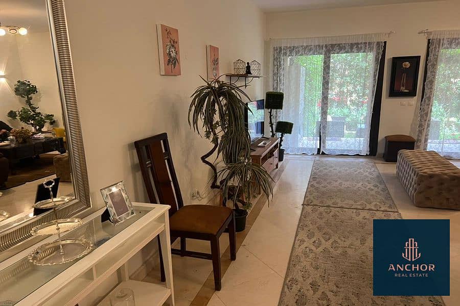 Reasonable Price Fully Furnished Apartment With Garden For Rent In The Most Upscale Compound In Fifth Settlement Near to AUC 18