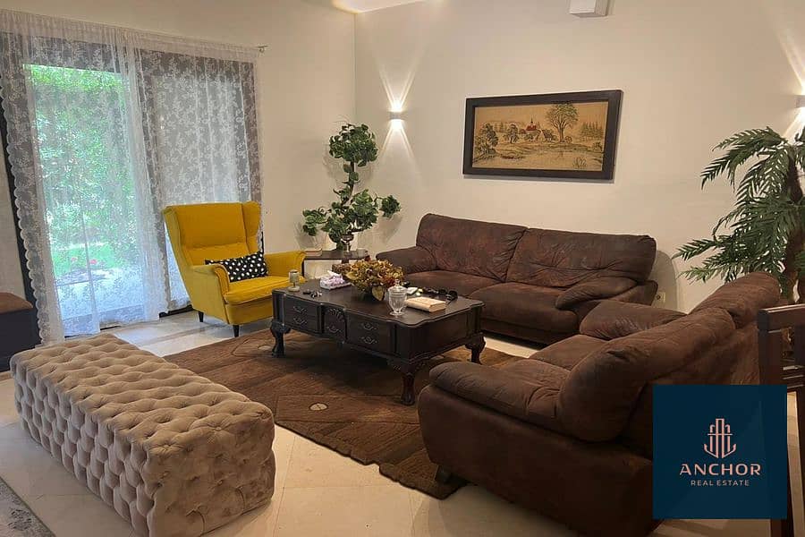 Reasonable Price Fully Furnished Apartment With Garden For Rent In The Most Upscale Compound In Fifth Settlement Near to AUC 26