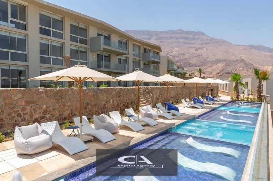 Without down payment, chalet for sale in Sea View Fully finished | best location in Sokhna, Monte Galala Installments for the longest repayment period 5