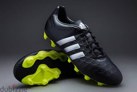 ADIDAS ACE 15.4 FXG - CORE BLACK/SILVER METALLIC/ YELLOW SOCCER