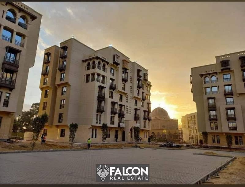 Own a 124-meter apartment, 2 rooms, immediate delivery, fully finished, high quality, in Fustat, Old Cairo, Arabesque Fustat 2