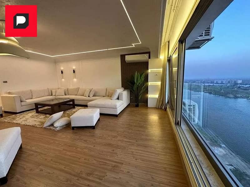 Immediate receipt of an apartment with a view directly on the Nile Maadi Reve Hotel fully finished and furnished with appliances air conditioning 24