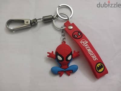 marvel spider-man keychain with two rings to extra keys and springhold