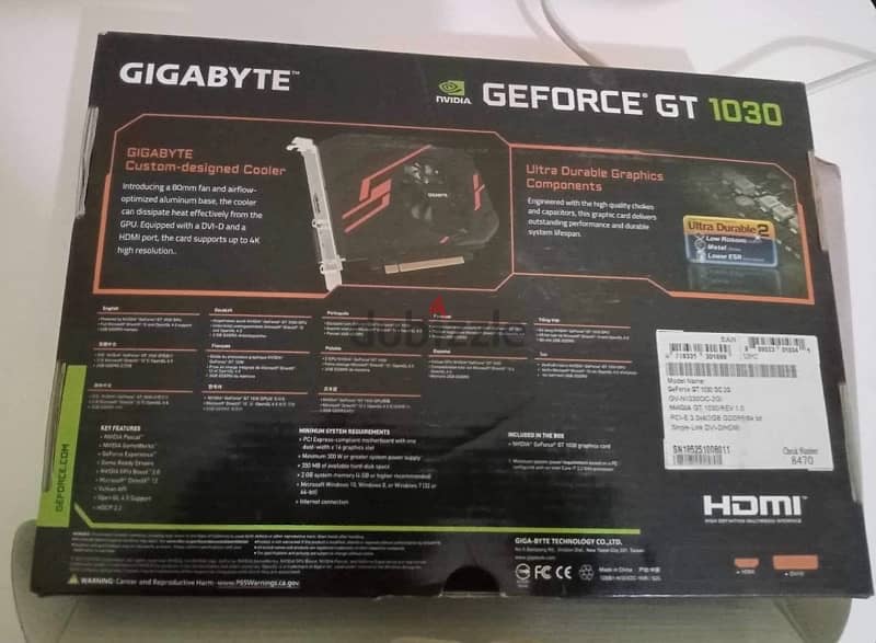 GIGABYTE GEFORCE GT 1030 2G OC 1