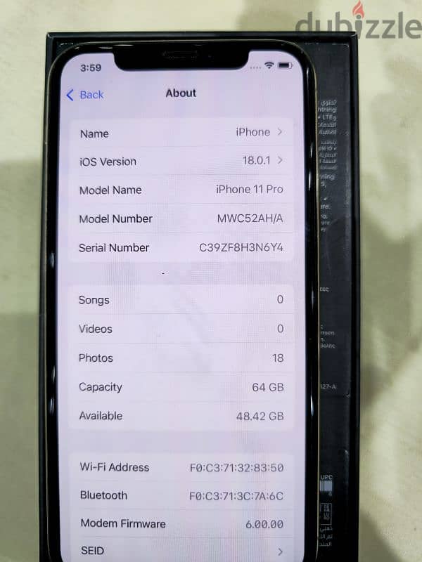 iphone 11 pro 64 Giga battery 83% 5