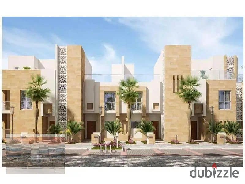 Townhouse for sale fully finished with a large garden view with a down payment and installments in Al Maqsad Compound 6