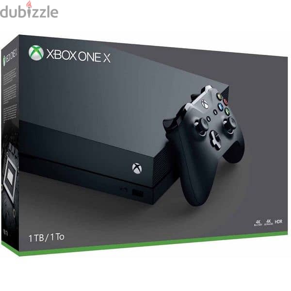 Xbox one X 1000GB.   بحاله ممتازة  2 ذراع ا 4