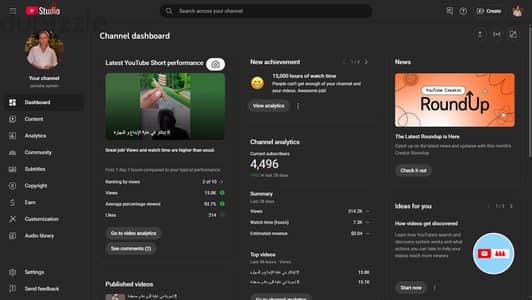 قناة يوتيوب مفعلة دخل 4400 مشتركين youtube