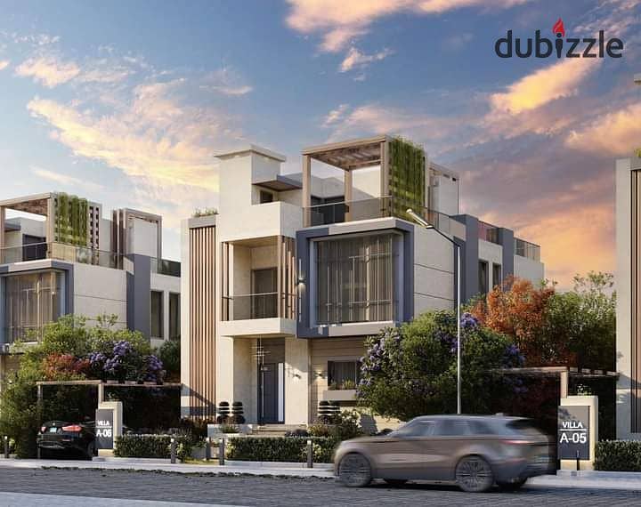 Immediately receive a 345 sqm independent villa with a private pool in a compound in Sheikh Zayed in front of Beverly Hills 6