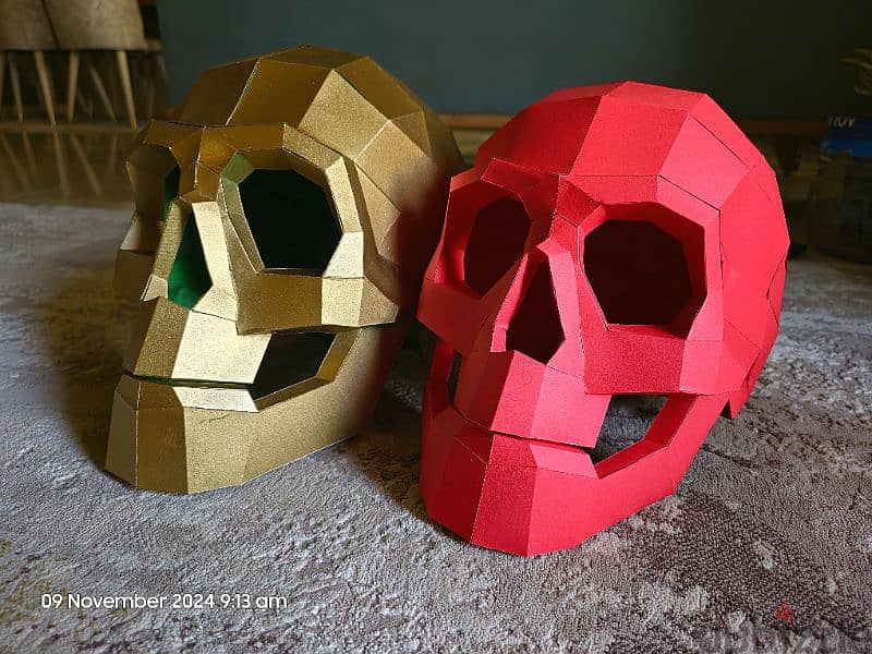 2 Skull Polygonal Head Paper Mask 2