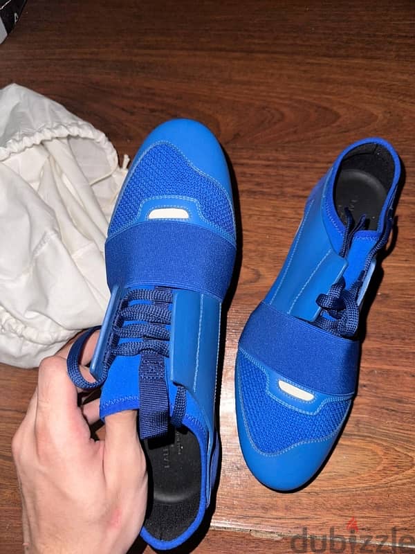 Balenciaga Blue Leather & mesh race runner 1