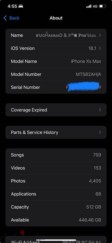 iPhone XS Max 512GB  battery 100%