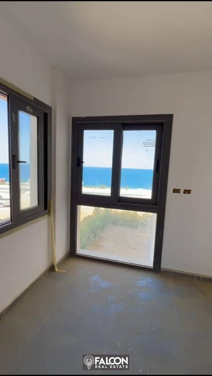 Full sea view chalet for sale in Ain Sokhna, Suez, fully finished in the largest villages of Ain Sokhna 1