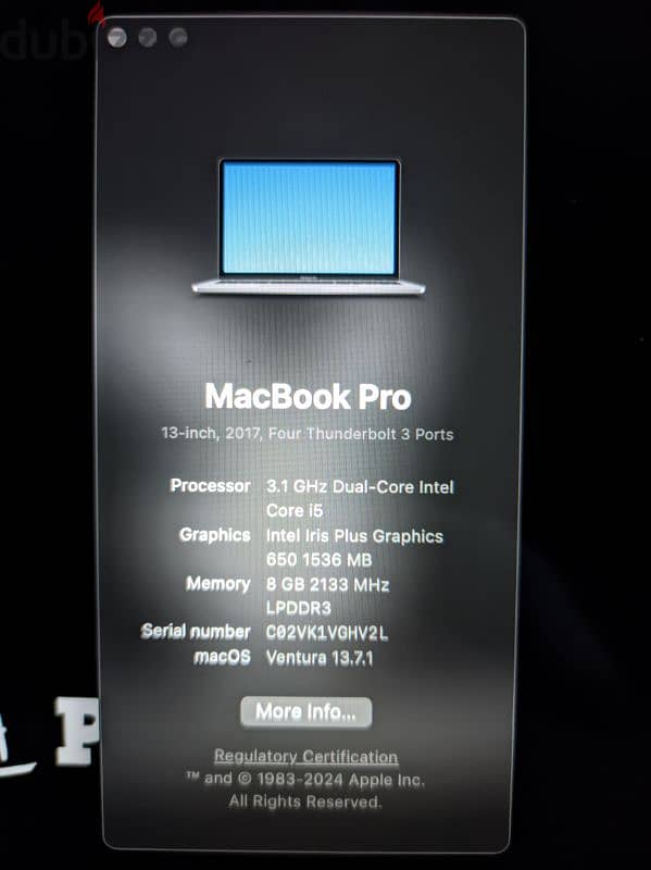 MacBook pro 2017 touch bar 13 inch 5