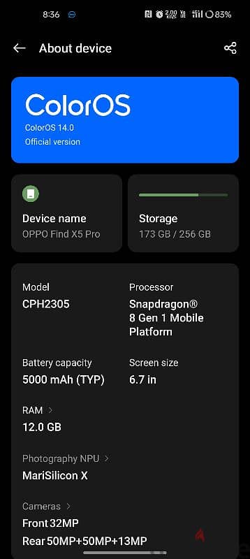 Oppo find x 5 pro 256 g 12 ram 0