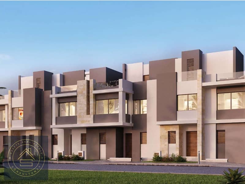 Prime location near Delivery Townhouse villa for Sale at Tawny Compound 6th October Beside Palm Hills and New Giza 0