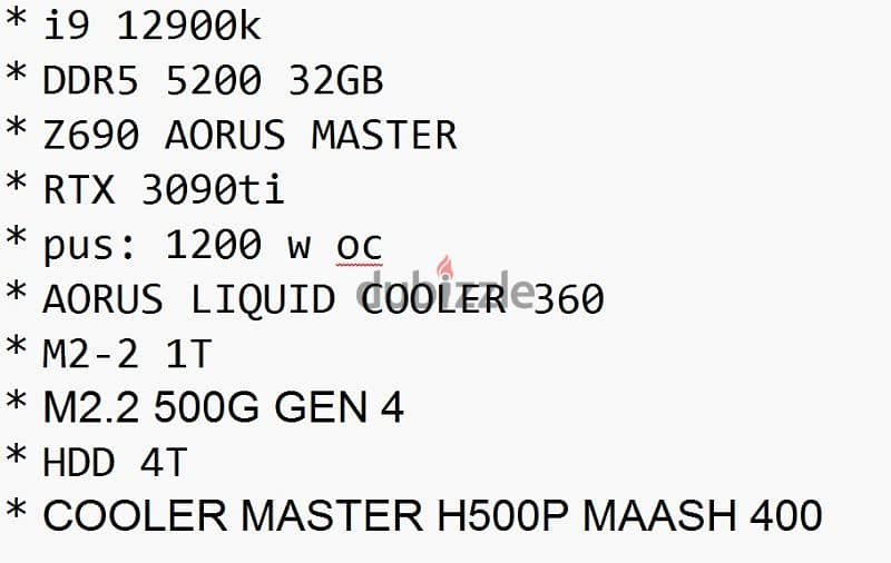 Pc parts: 12900k +z690 aorus master + 390 TI + 32DDR5 5200 3