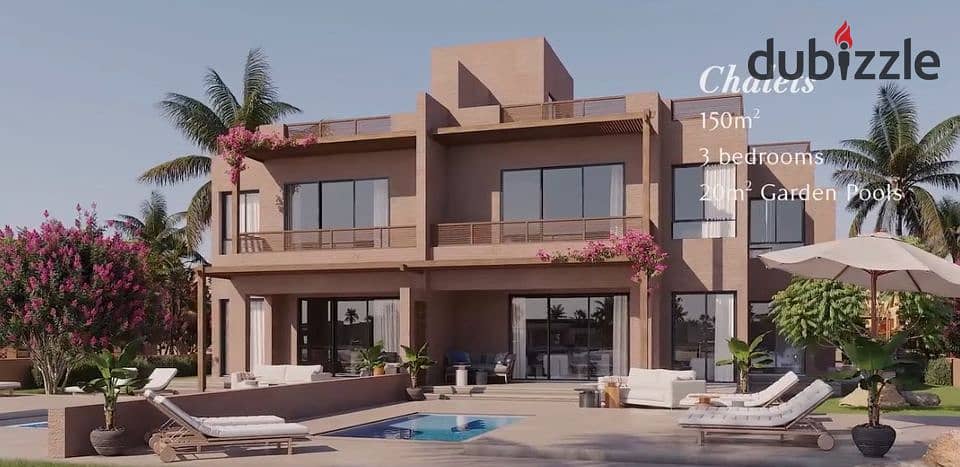 Chalet 91m with luxury finishing in El Gouna on the sea in Kamaran Village with installments over 5 years 0