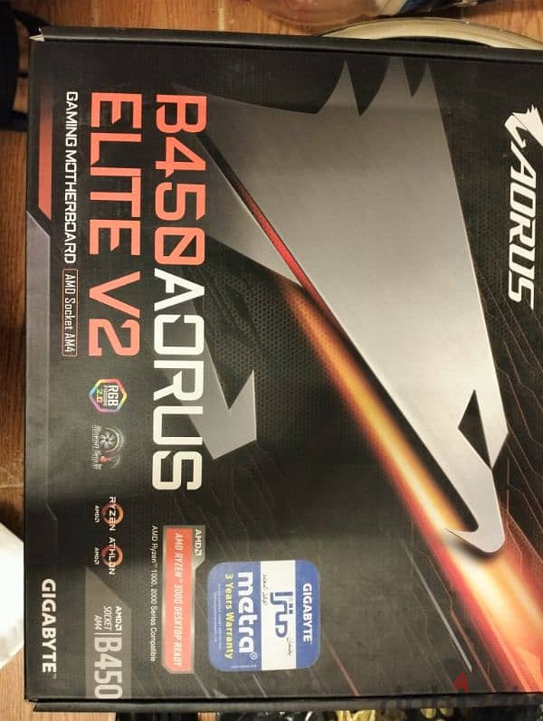 باندل للبيع بورده B450 aorus ,مع بروسيسور ryzen 7500X مع الكولر 7