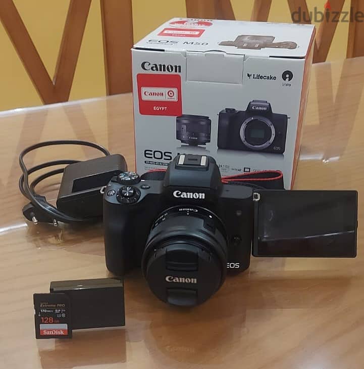 camera canon m50 - كاميرا كانون m 50 + كارت ميمورى 128 GB 2