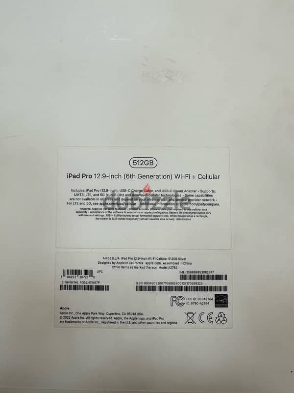 IPAD PRO M2 12.9 inch 512G WiFi + Cellular ( As New in warranty) 1