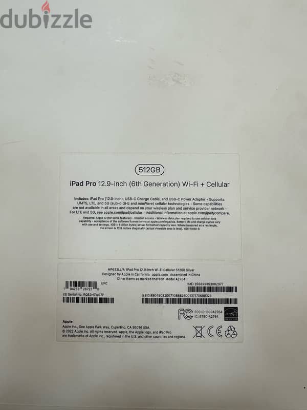 IPAD PRO M2 12.9 inch 512G WiFi + Cellular ( As New in warranty) 8